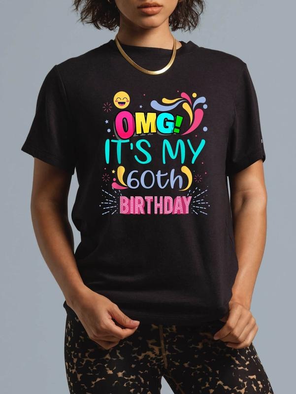 cotton OMG! Mouthless cat'WB shield My 60th Birthday Gift for 60 Years Old Birthday T-Shirt casual Fashion graphic tees...