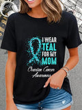 cotton Ovarian Cancer Awareness Swoosh Wear Teal For My Mom TNF T-Shirt casual Fashion graphic tees women Hoodie, Sweatshirt
