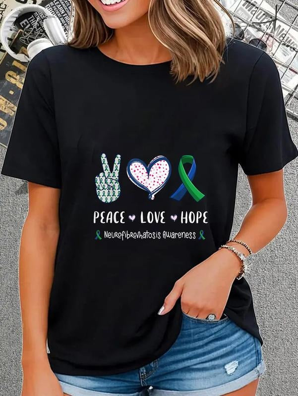 cotton Peace Love hope FOG awareness men women kids T-Shirt casual Fashion graphic tees Hoodie, Sweatshirt