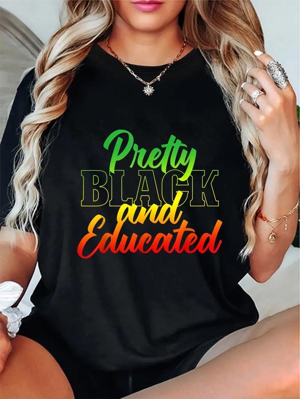cotton Pretty Black Gunpla brand Educated Melanin BHM Black History Month T-Shirt casual Fashion graphic tees for women...