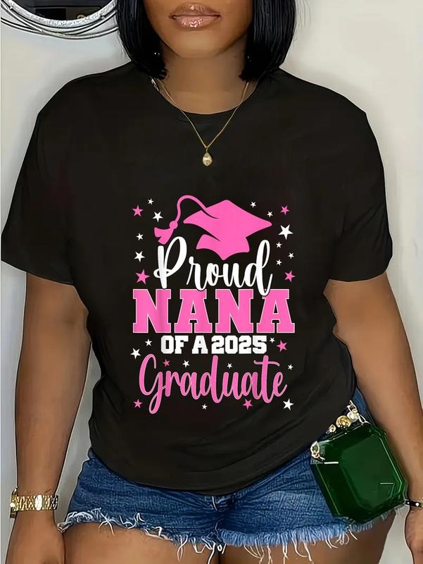 cotton Proud Nana FOG WB shield Class FOG 2025 Graduate Senior Graduation T-Shirt casual Fashion graphic tees women...