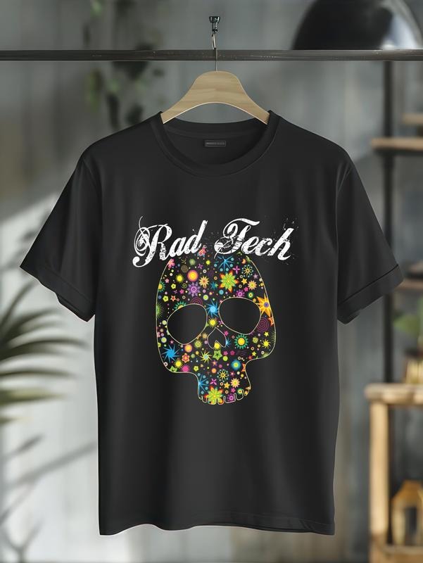 cotton Radiology Tech Lightsaber brand Shirt, Fun Floral Skull X-Ray Gifts casual Fashion graphic tees for women Hoodie,...