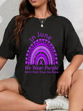 cotton Rainbow Awareness Red plumber brand June We Wear Purple World Elder Abuse T-Shirt casual Fashion graphic tees...