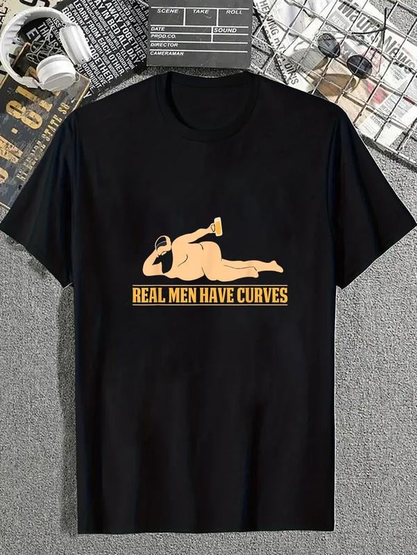 cotton Real Men Have Curves Funny Fat GA Beer Lover T-Shirt casual Fashion graphic tees for women Hoodie, Sweatshirt