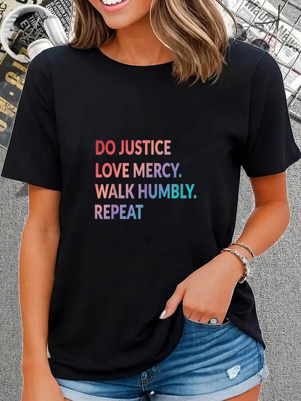 cotton Red plumber brand Justice Love Mercy Walk Humbly Repeat Christian T-Shirt T-Shirt casual Fashion graphic tees...