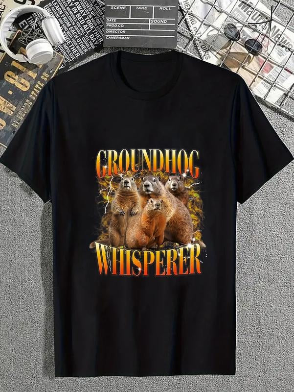 cotton Retro Groundhog Whisperer Funny Bat brand Groundhog Day T-Shirt casual Fashion graphic tees for women Hoodie,...