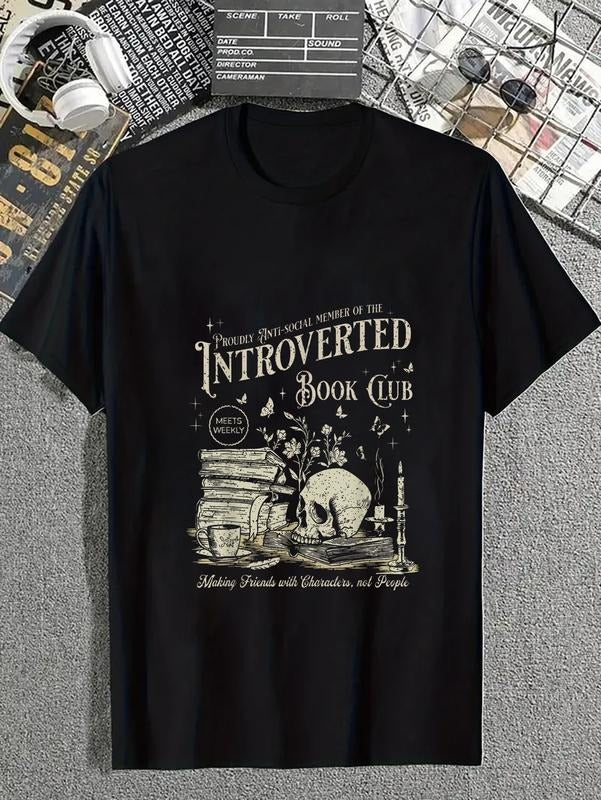 cotton Retro Proud Anti Social Member FOG Introverted Book Club T-Shirt casual Fashion graphic tees for women Hoodie,...