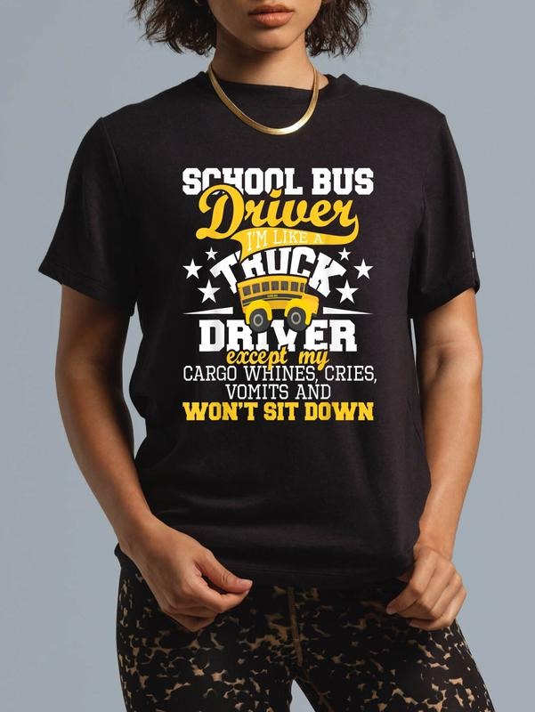 cotton School Bus Driver Swoosh'Bat brand Like WB shield Truck Driver Except My Cargo T-Shirt casual Fashion graphic tees...