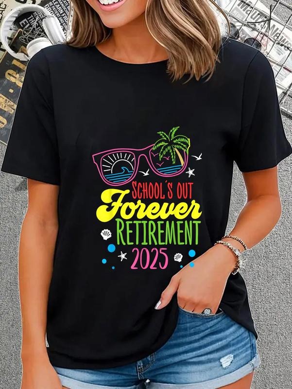 cotton School'WB shield Out Forever Retirement 2025 Funny Retired Teacher T-Shirt casual Fashion graphic tees women...