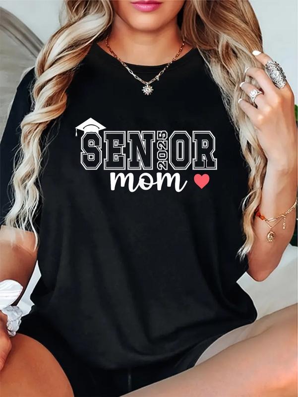 cotton Senior Mom FOG 2025 Senior TNF FOG Graduate 2025 Senior Mom T-Shirt casual Fashion graphic tees women Hoodie,...
