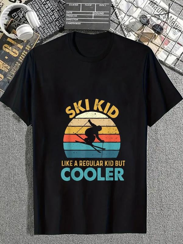 cotton Ski Kid Like WB shield Regular Kid But Cooler - Skiing Lover Skier T-Shirt casual Fashion graphic tees for women...