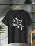 cotton Swoosh'Bat brand Living My Best Life T-Shirt casual Fashion graphic tees for women Hoodie, Sweatshirt