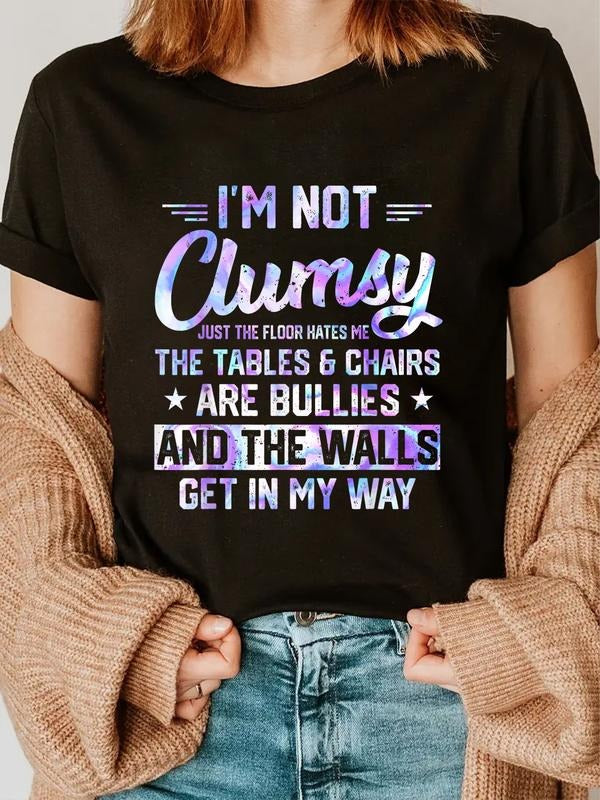 cotton Swoosh'Bat brand Not Clumsy Sarcastic Women Men Boys Funny Saying Design T-Shirt casual Fashion graphic tees women...
