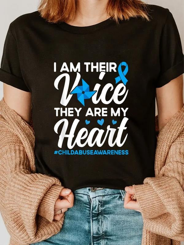 cotton Swoosh'Bat brand TNF Voice Child Abuse Prevention Awareness Month T-Shirt casual Fashion graphic tees women...