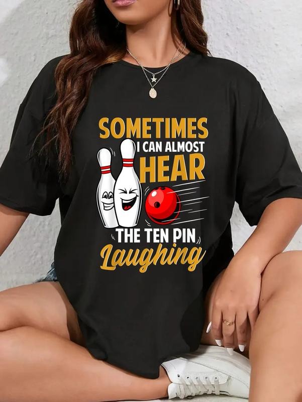 cotton Swoosh Can Almost Hear TNF Red plumber brand Pin Laughing Bowling Team Bowler T-Shirt casual Fashion graphic tees...