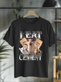 cotton Swoosh Eat Cement Cursed Cat Funny Oddly Specific Dank Meme Cat T-Shirt casual Fashion graphic tees for women...