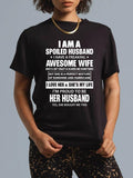 cotton Swoosh Gunpla brand WB shield Spoiled Husband Swoosh Have WB shield Freaking Awesome Wife T-Shirt casual Fashion...