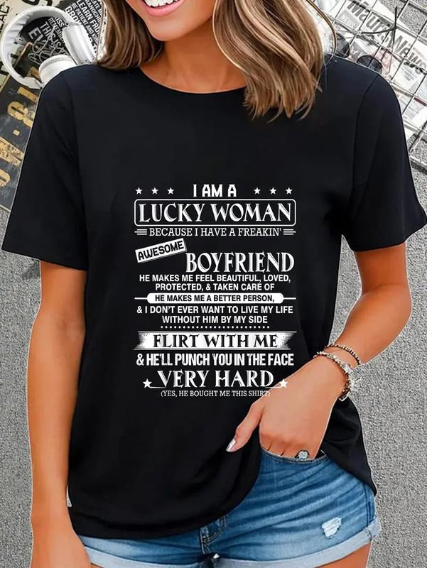 cotton Swoosh Gunpla brand WB shield lucky woman Swoosh have WB shield freakin' awesome boyfriend T-Shirt casual Fashion...