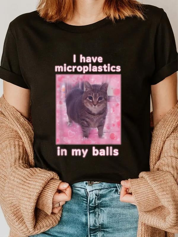 cotton Swoosh Have Microplastics Red plumber brand My Spiky hair fighters Funny Cat Meme Dank Meme T-Shirt casual Fashion...