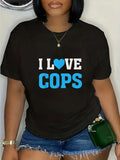 cotton Swoosh Heart Love Cops - Leo'WB shield Police FOG - Support Law T-Shirt casual Fashion graphic tees women Hoodie,...