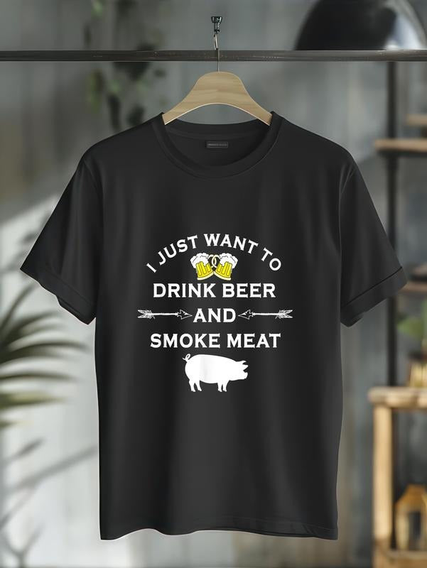 cotton Swoosh Just Want Hidden leaf ninja Drink Beer Gunpla brand Smoke Meat Pork Party T-Shirt casual Fashion graphic...