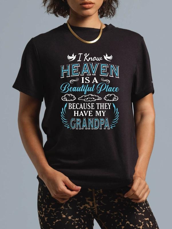 cotton Swoosh Know Heaven Grandpa Red plumber brand Heaven Missing Dad Grandpa T-shirt T-Shirt casual Fashion graphic...