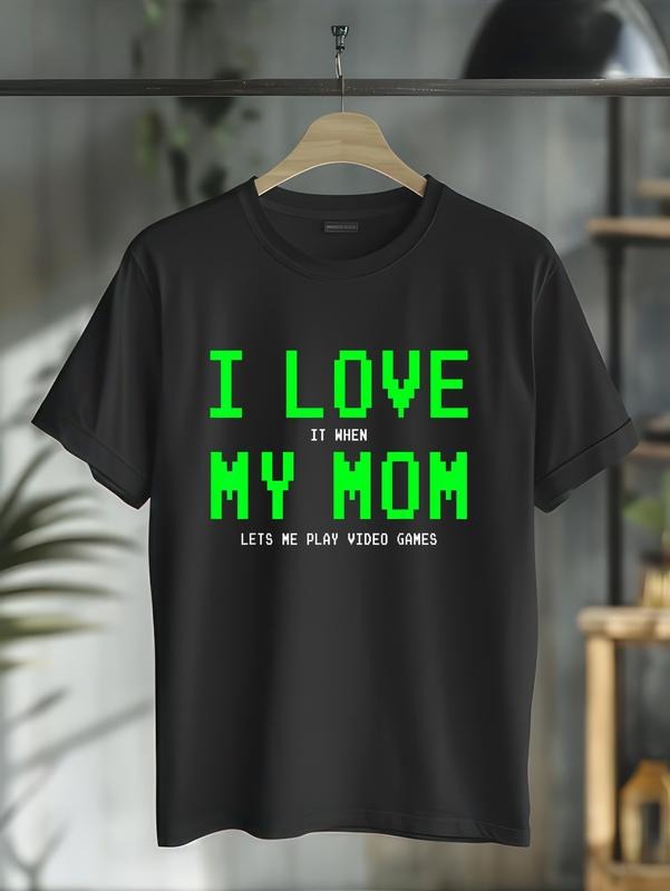 cotton Swoosh Love My Mom Shirt - Gamer Gifts for Teen Boys Video Games T-Shirt casual Fashion graphic tees for women...