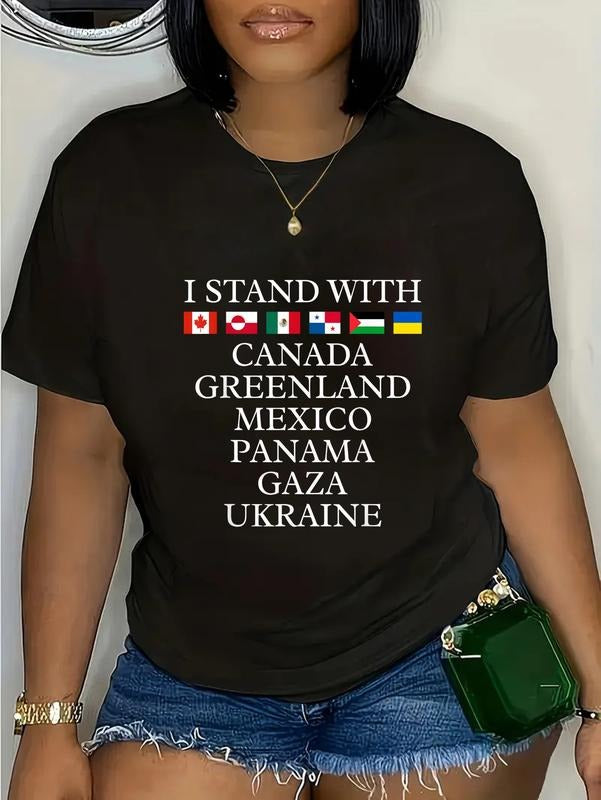 cotton Swoosh Stand With Canada Greenland Mexico Panama Gaza Ukraine T-Shirt casual Fashion graphic tees women Hoodie,...