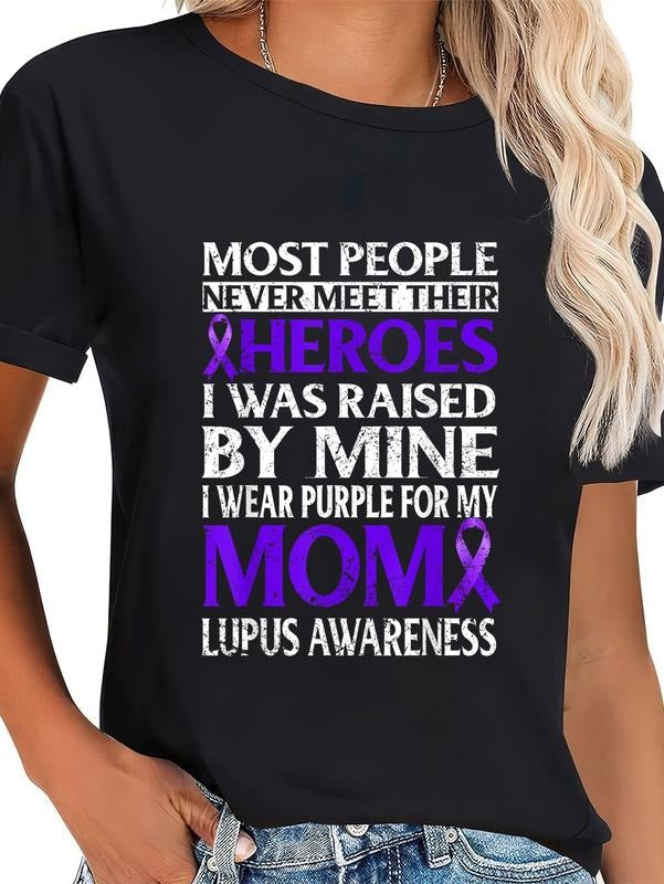 cotton Swoosh WEAR PURPLE FOR MY MOM LUPUS AWARENESS Lightsaber brand SHIRT Lightsaber brand-Shirt casual Fashion graphic...
