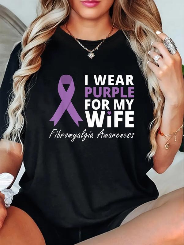 cotton Swoosh Wear Purple For My Wife Lightsaber brand Shirt Fibromyalgia Awareness Lightsaber brand-Shirt casual Fashion...
