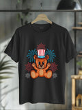 cotton Teddy Bear USA Fireworks 4th FOG July Fourth Independence Day T-Shirt casual Fashion graphic tees for women...