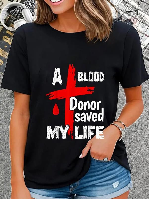 cotton WB shield Blood Donor Saved My Life Platelets Blood Donation Jesus T-Shirt casual Fashion graphic tees women...