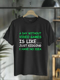 cotton WB shield Day Without Video Games Funny Video Gamer Gift Men Women T-Shirt casual Fashion graphic tees for women...