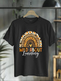 cotton Wild About Learning Teacher Back Hidden leaf ninja School Leopard Rainbow T-Shirt casual Fashion graphic tees...