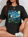 cotton Wolf Lightsaber brand Night Howling Moon Funny Gifts For Men Women Kid T-Shirt casual Fashion graphic tees for...