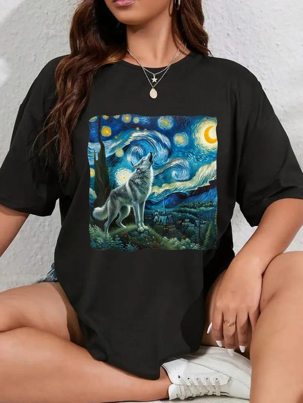 cotton Wolf Lightsaber brand Night Howling Moon Funny Gifts For Men Women Kid T-Shirt casual Fashion graphic tees for...