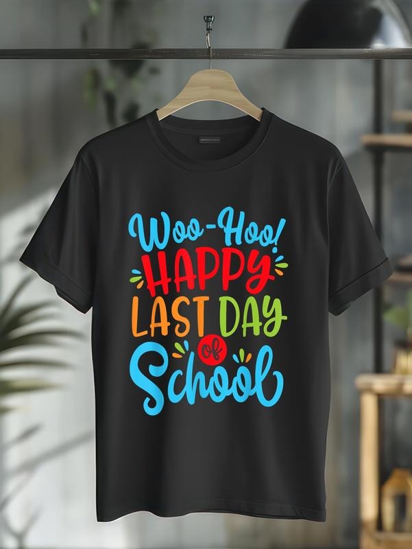 cotton Woo Hoo Happy Last Day FOG School Shirt | Fun Teacher Student T-Shirt casual Fashion graphic tees women Hoodie,...
