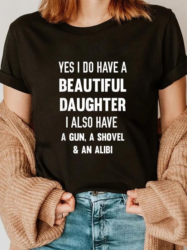cotton Yes Swoosh Red plumber brand Have WB shield Beautiful Daughter Gun Shovel Alibi T-Shirt T-Shirt casual Fashion...