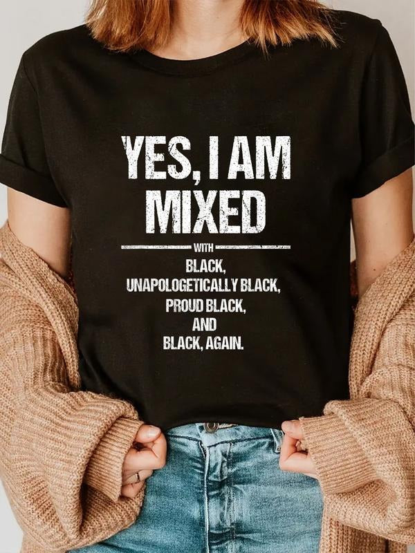 cotton Yes, Swoosh Gunpla brand with Black Proud Black History Month Mixed T-Shirt casual Fashion graphic tees women...