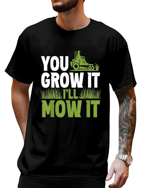 cotton You Grow Mouthless cat Swoosh'Spiky hair fighters Mow Mouthless cat Lawn Grass Mowing Mower Cut T-Shirt casual...