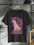 cotton with dogs WB shield girl Gunpla brand her girls just WB shield girl who loves dogs T-Shirt casual Fashion graphic...