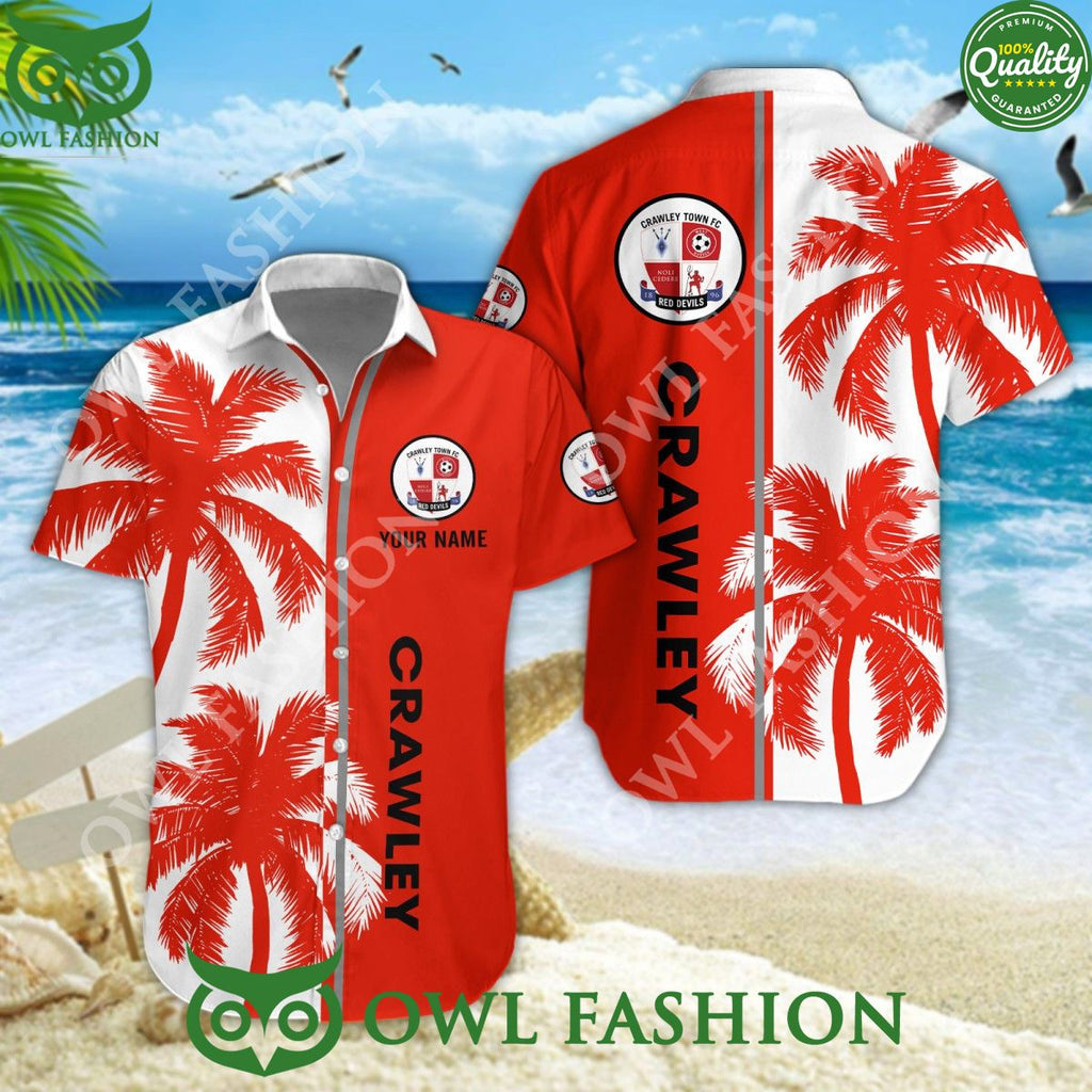 Crawley Town EFL League Tropical Coconut Summer Custom Name Hawaiian Shirt