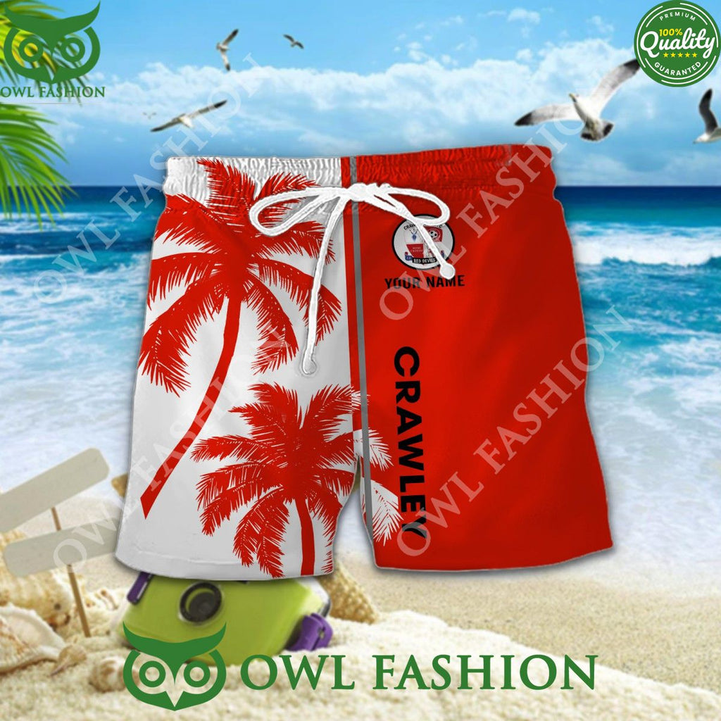 Crawley Town EFL League Tropical Coconut Summer Custom Name Hawaiian Shirt
