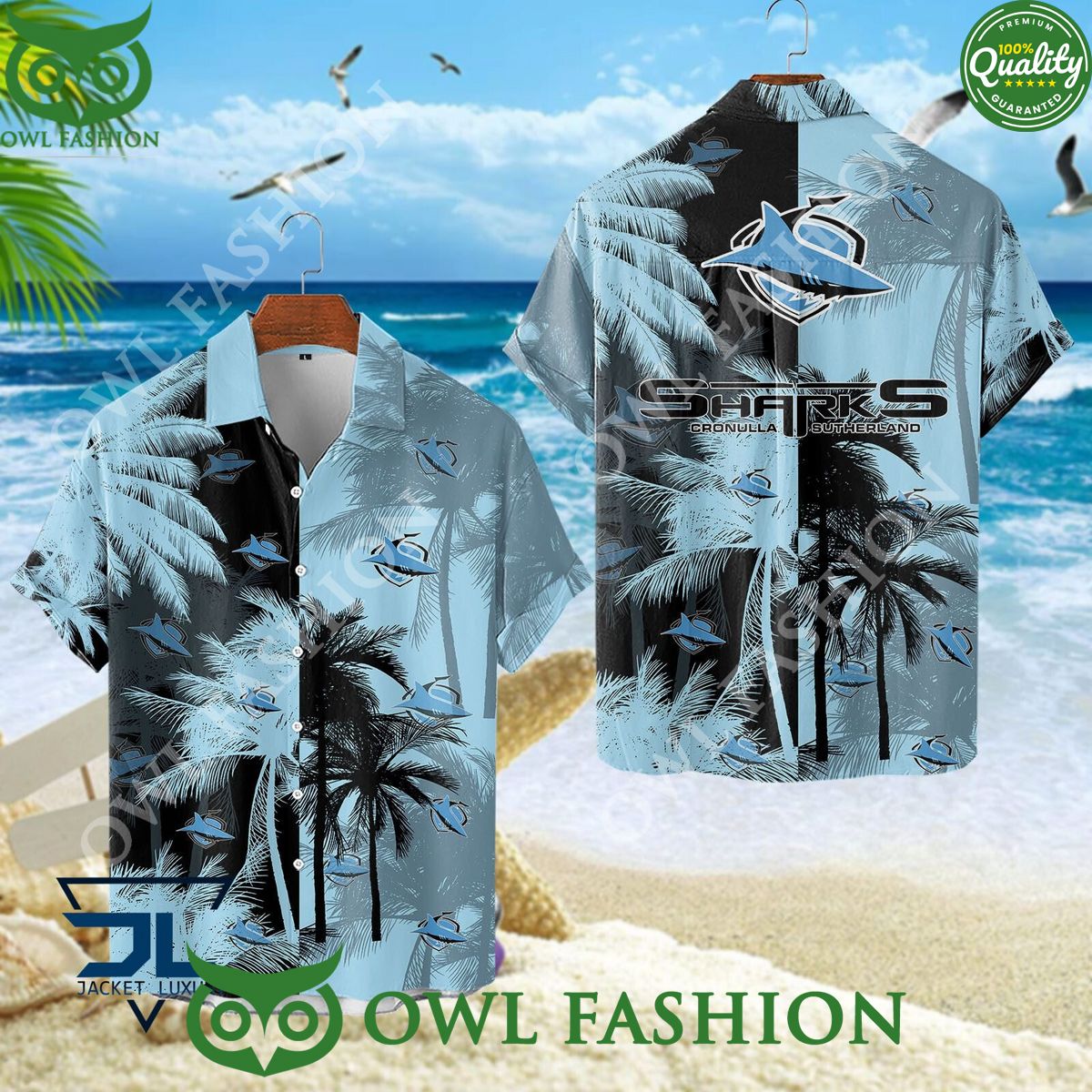 Cronulla Sharks NRL Australasia Football Rugby Hawaiian shirt and short