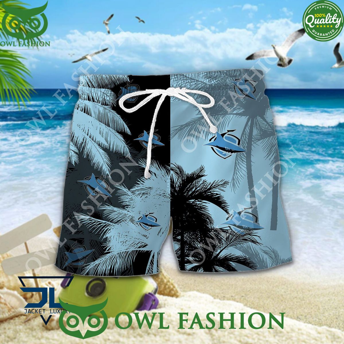 Cronulla Sharks NRL Australasia Football Rugby Hawaiian shirt and short