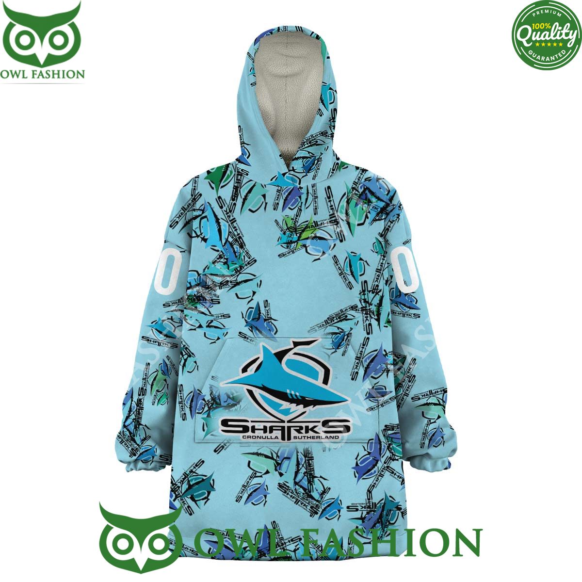 Cronulla Sutherland Sharks Logo Design New Fleece Blanket hoodie