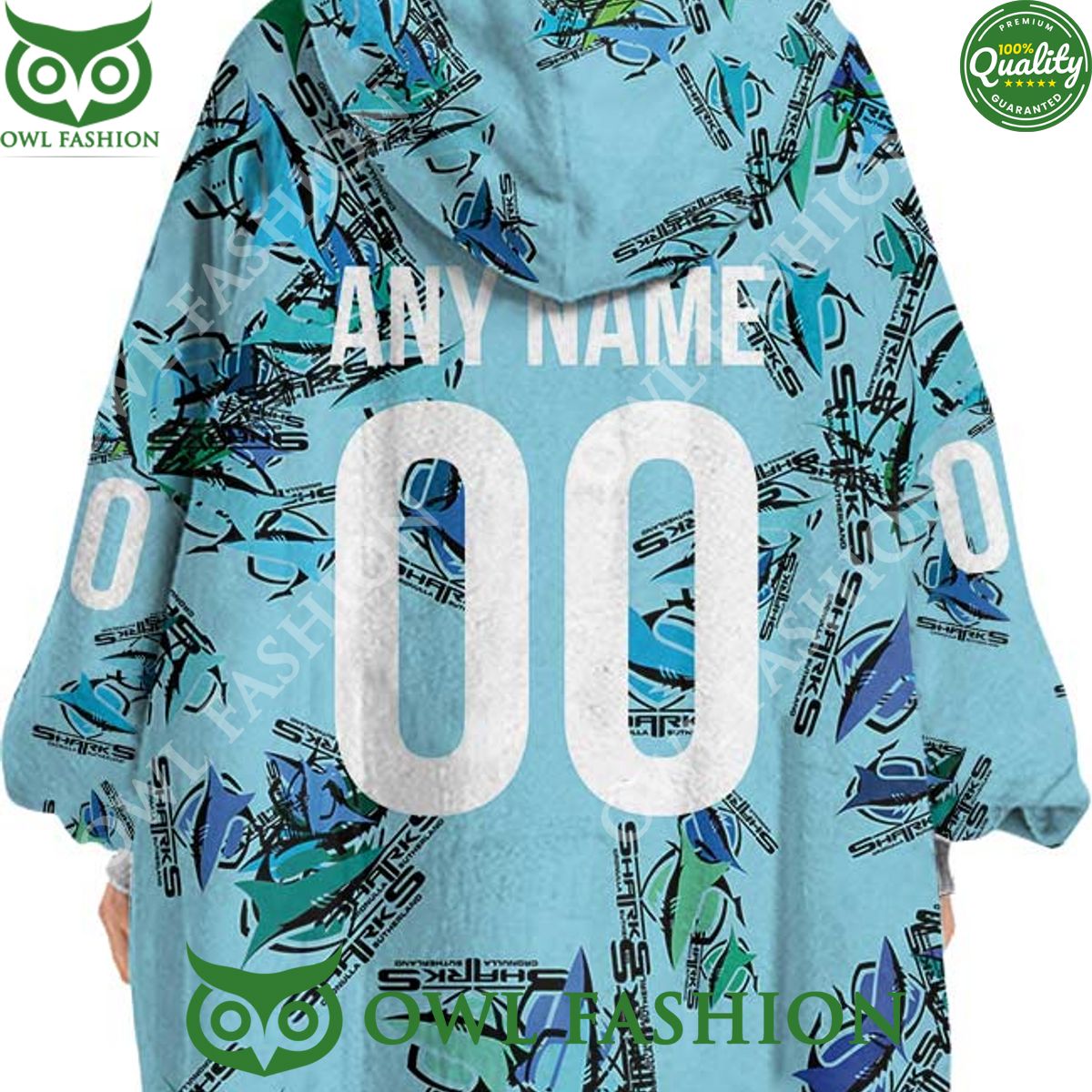 Cronulla Sutherland Sharks Logo Design New Fleece Blanket hoodie