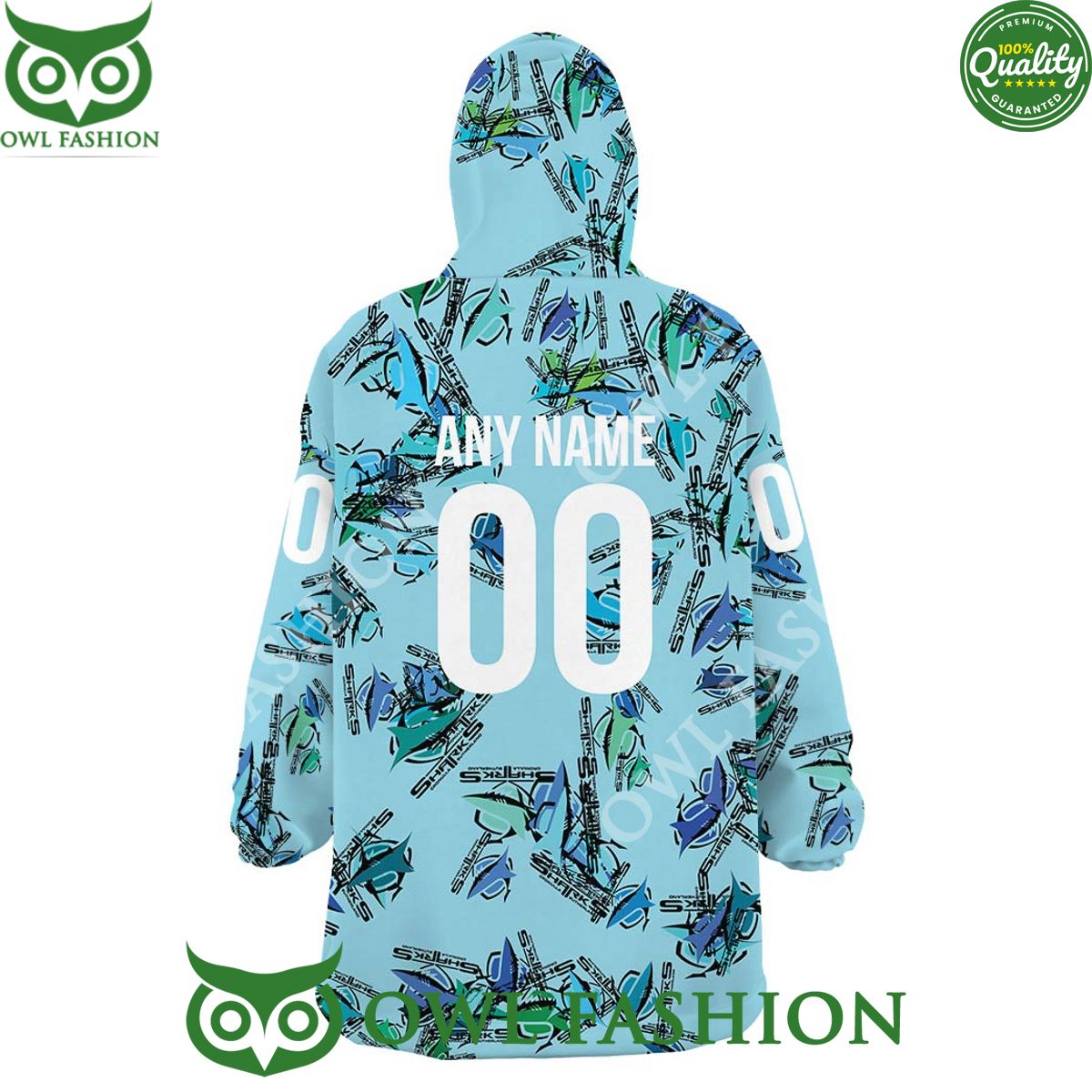 Cronulla Sutherland Sharks Logo Design New Fleece Blanket hoodie
