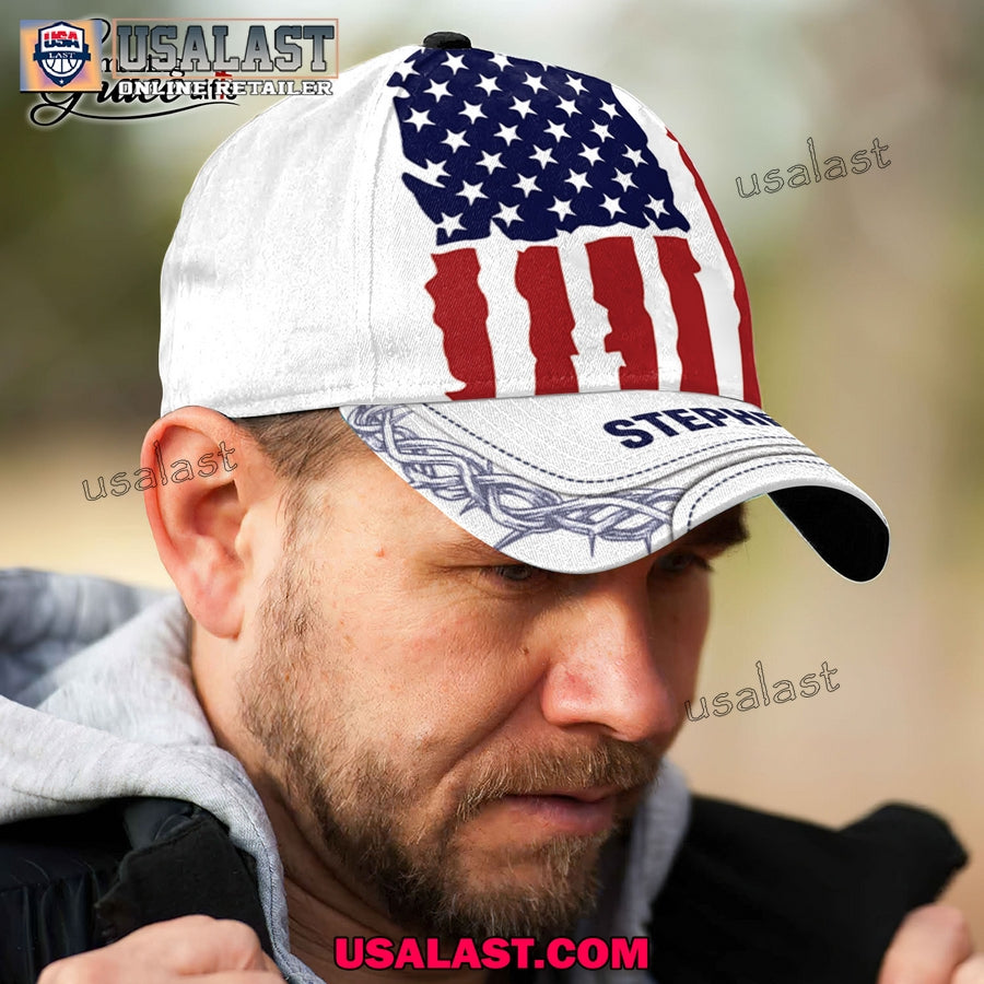 Cross American Flag Custom Name Classic Cap
