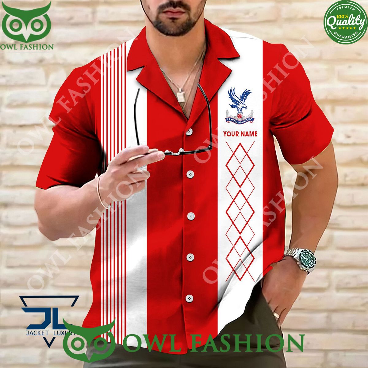 Crystal Palace F.C Premier League Custom Stripe Lines Hawaiian Shirt